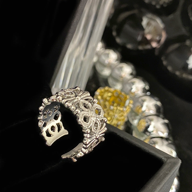 Italian Brushed Antique Cloth Gold-plated Cross Rings