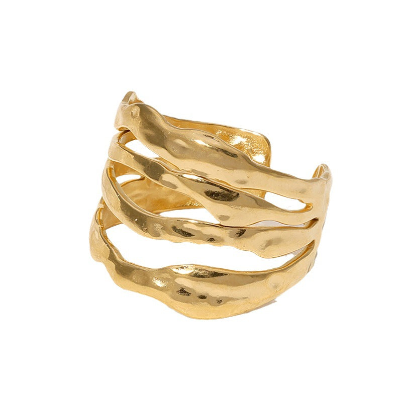 Women's Steel Simple Irregular Gold-plated High-grade Versatile Rings