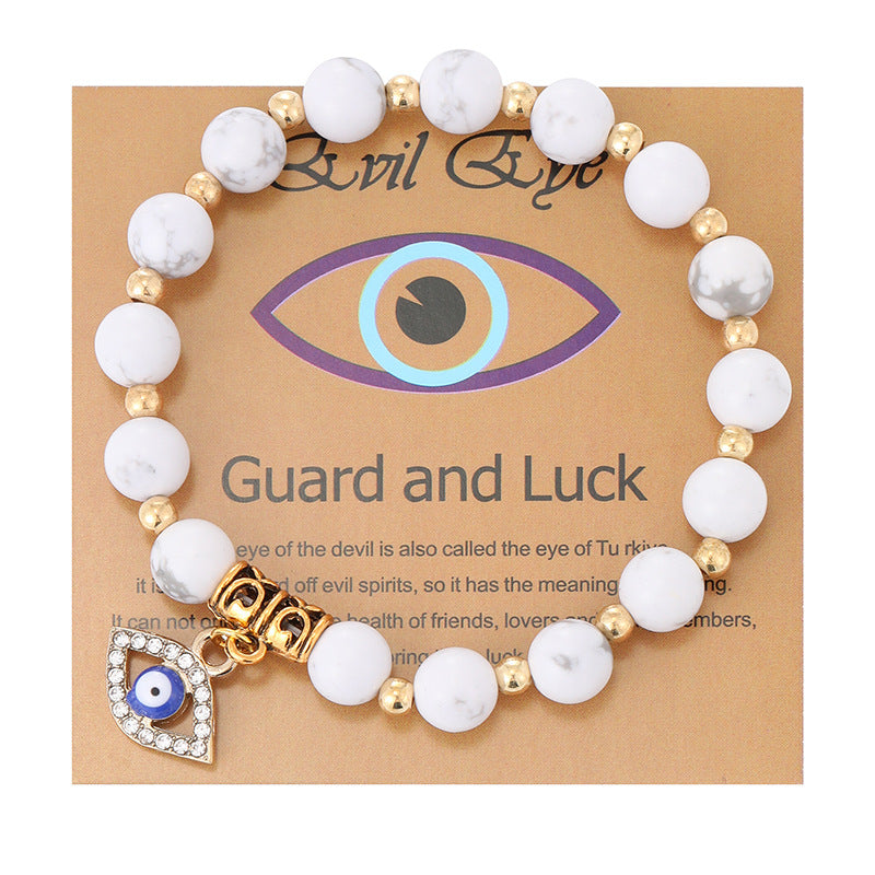 Women's Pink Zebra Stone Devil's Eye Basketball Bracelets