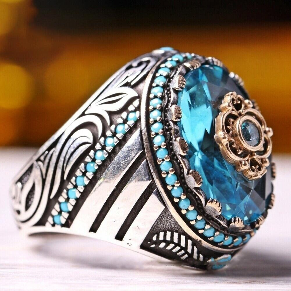 Men's Ornament Geometric Ellipse Black Acrylic Personality Retro Rings