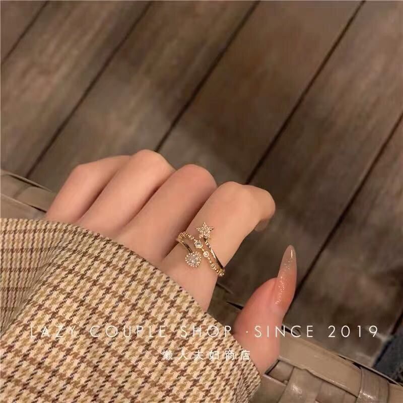 Super Shiny Light Luxury Full Zirconium Open Rings
