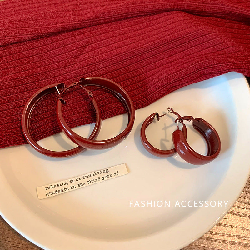 Women's Pinched Vintage Red Width Eardrop High-grade Ear Earrings