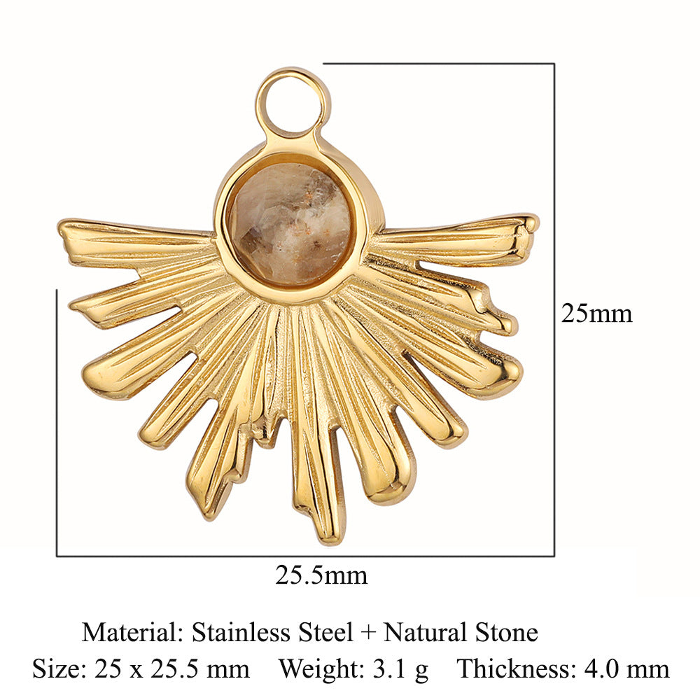 Bohemian Natural Stone Titanium Steel Jewelry Pendants