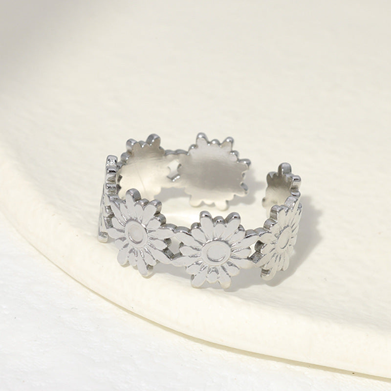Titanium Steel Female Opening Stainless Niche Design Rings