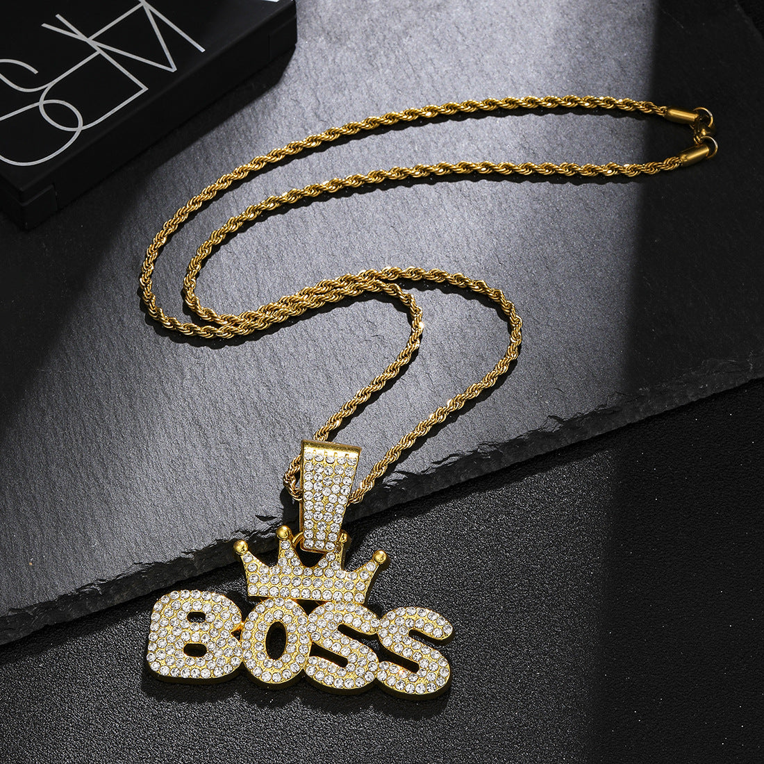 Men's Splendid Diamond Crown Letters Cuban Link Pendants
