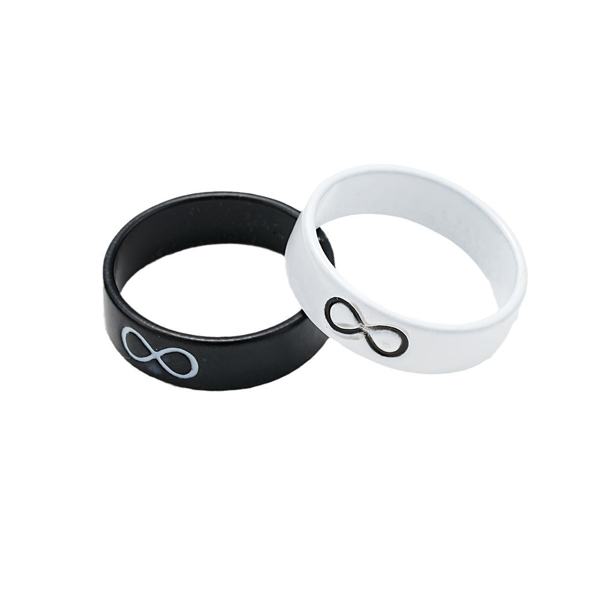 Women's & Men's Couple Combination Black White Lucky Words Rings