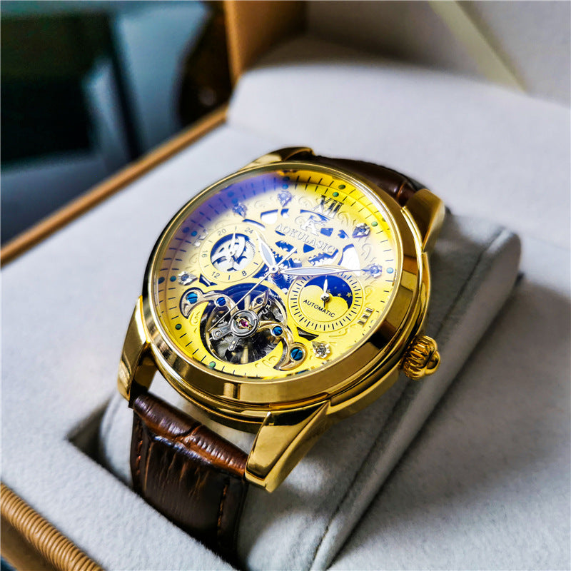 Men's Watch Automatic Waterproof Tourbillon Hollow Out Mechanical Watches