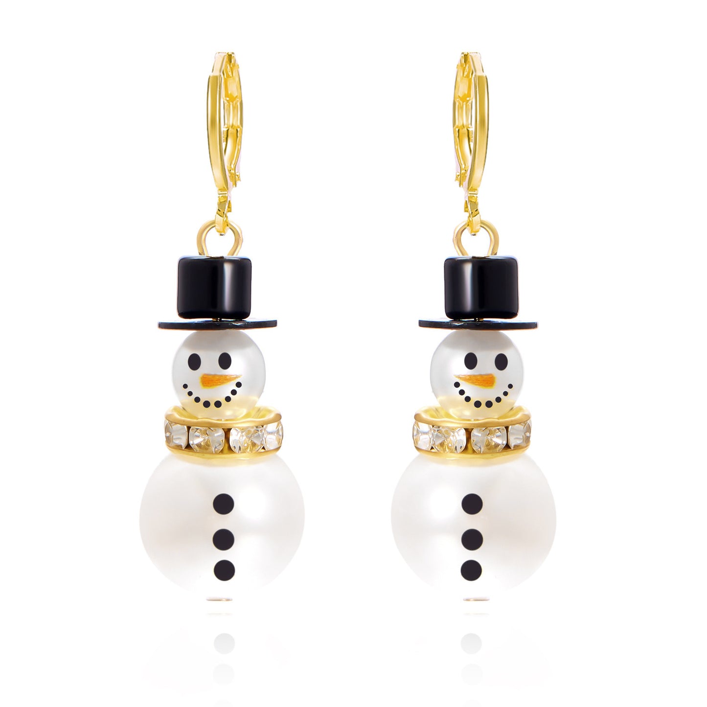 Snowman Christmas Elegant Stitching Pearl Snowflake Earrings