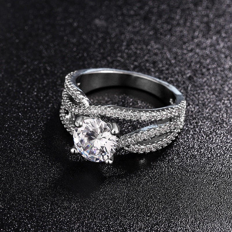 Women's Fashion Diamond Classic White Gold Plated Wedding Rings