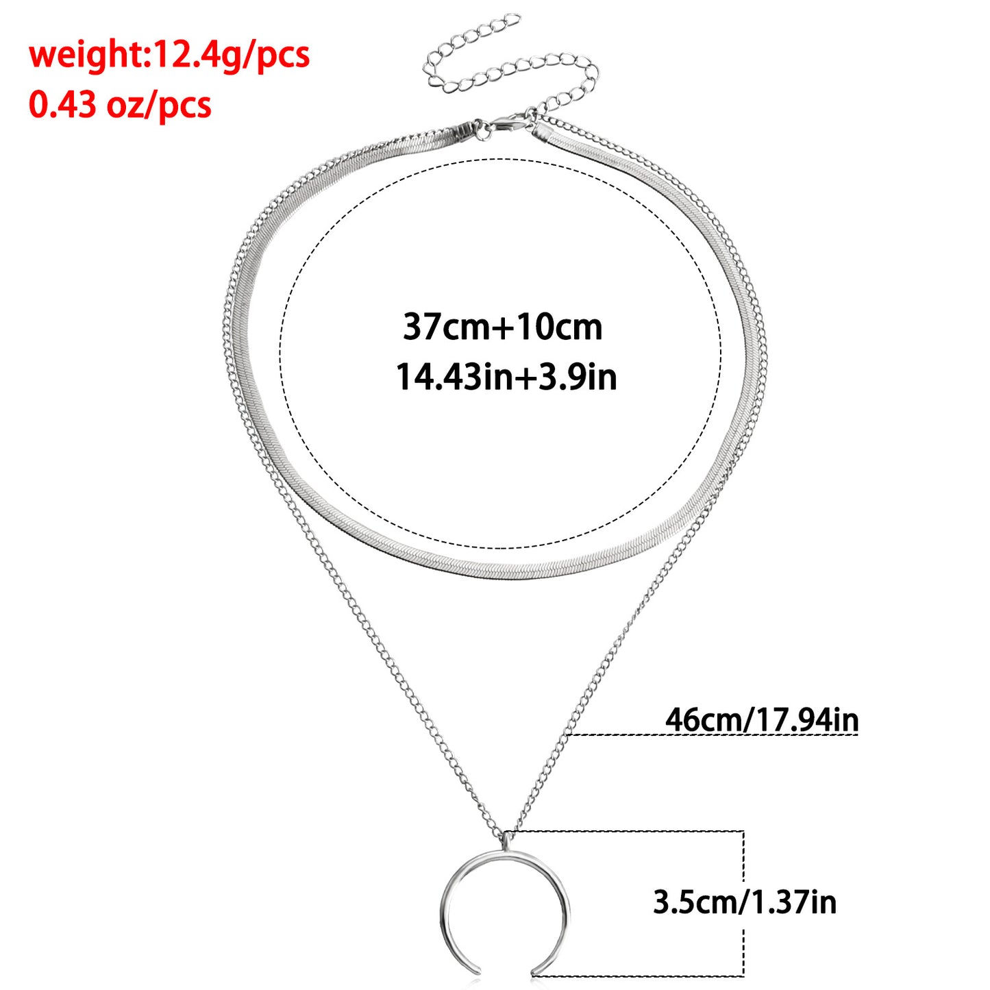 Women's Double Layer Chain Like Flat Snake Necklaces