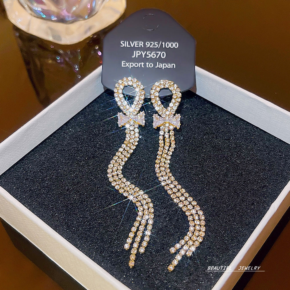 Women's Zircon Tassel High-grade Light Luxury Delicate Earrings