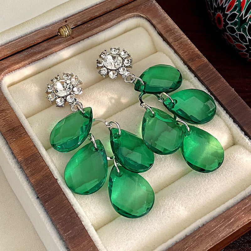 Fashion Zirconia Micro Inlaid Zircon Long Earrings