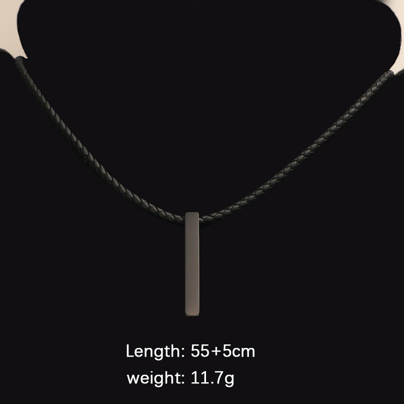 Titanium Steel Three-dimensional Bar Woven Leather Necklaces
