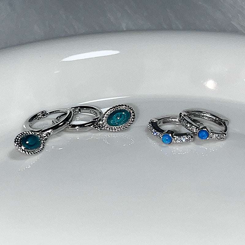 Men's Asymmetric Opal Ear Female Couple Personalized Earrings