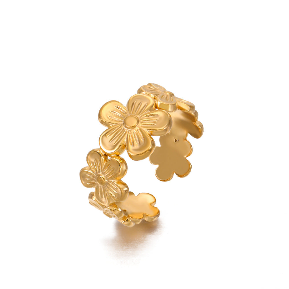 Women's Stainless Steel Flower Elegant Popular Style Rings