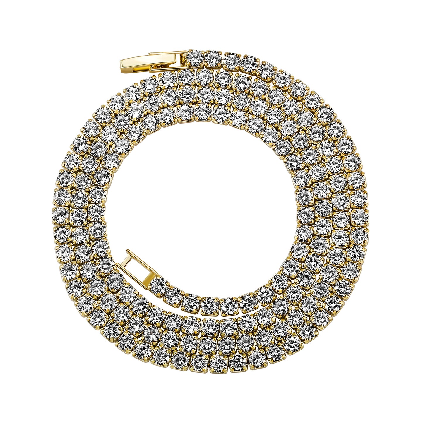 Hip Hop Gang Drill Zircon Tennis Necklaces