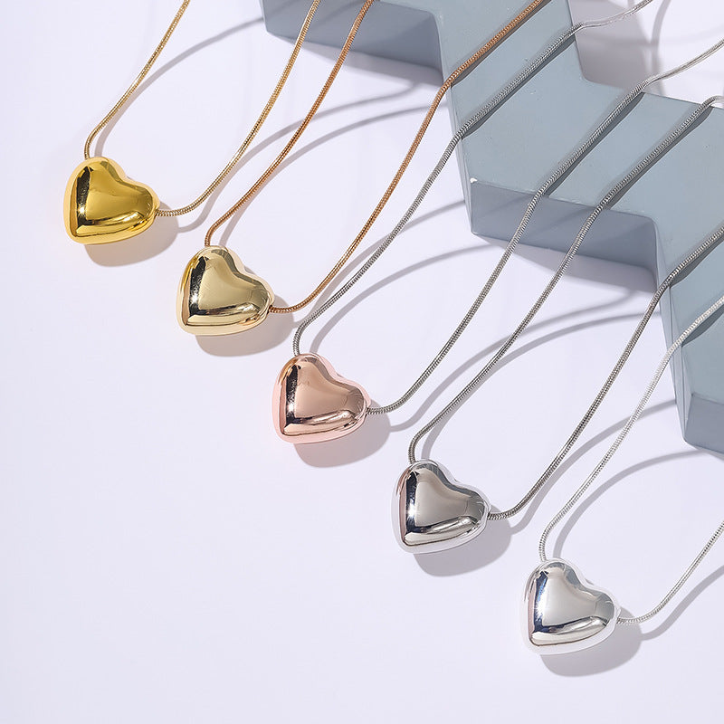 Glossy Gold Sier Love Clavicle Chain Pendants