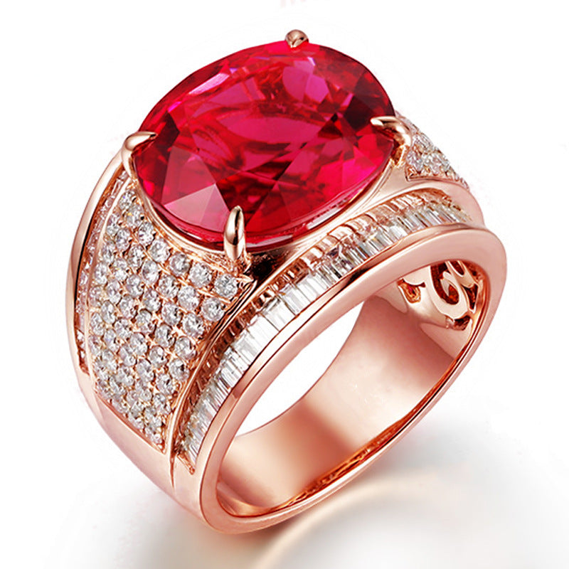 Adjustable Imitation Ruby Zircon Full Diamond Rings