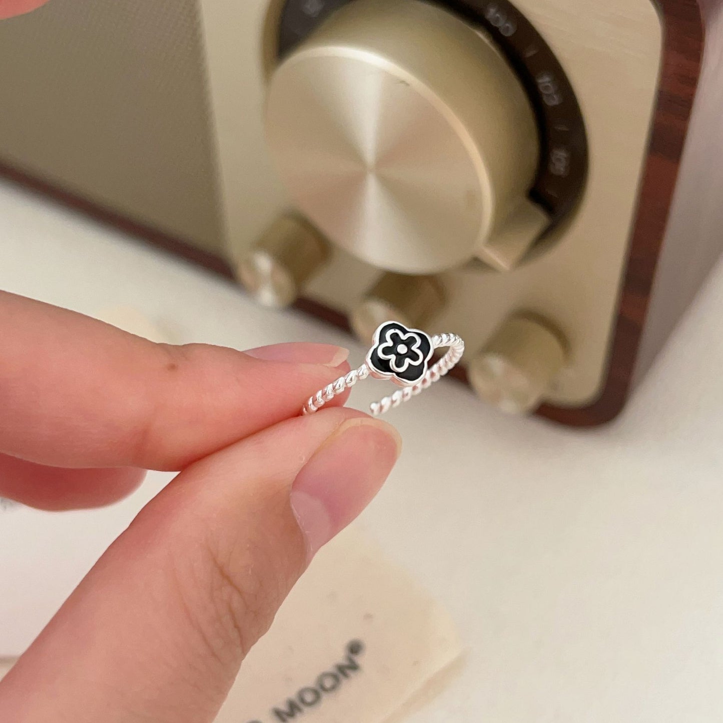 Women's Style Flower Sterling Sier Hollow Geometry Rings