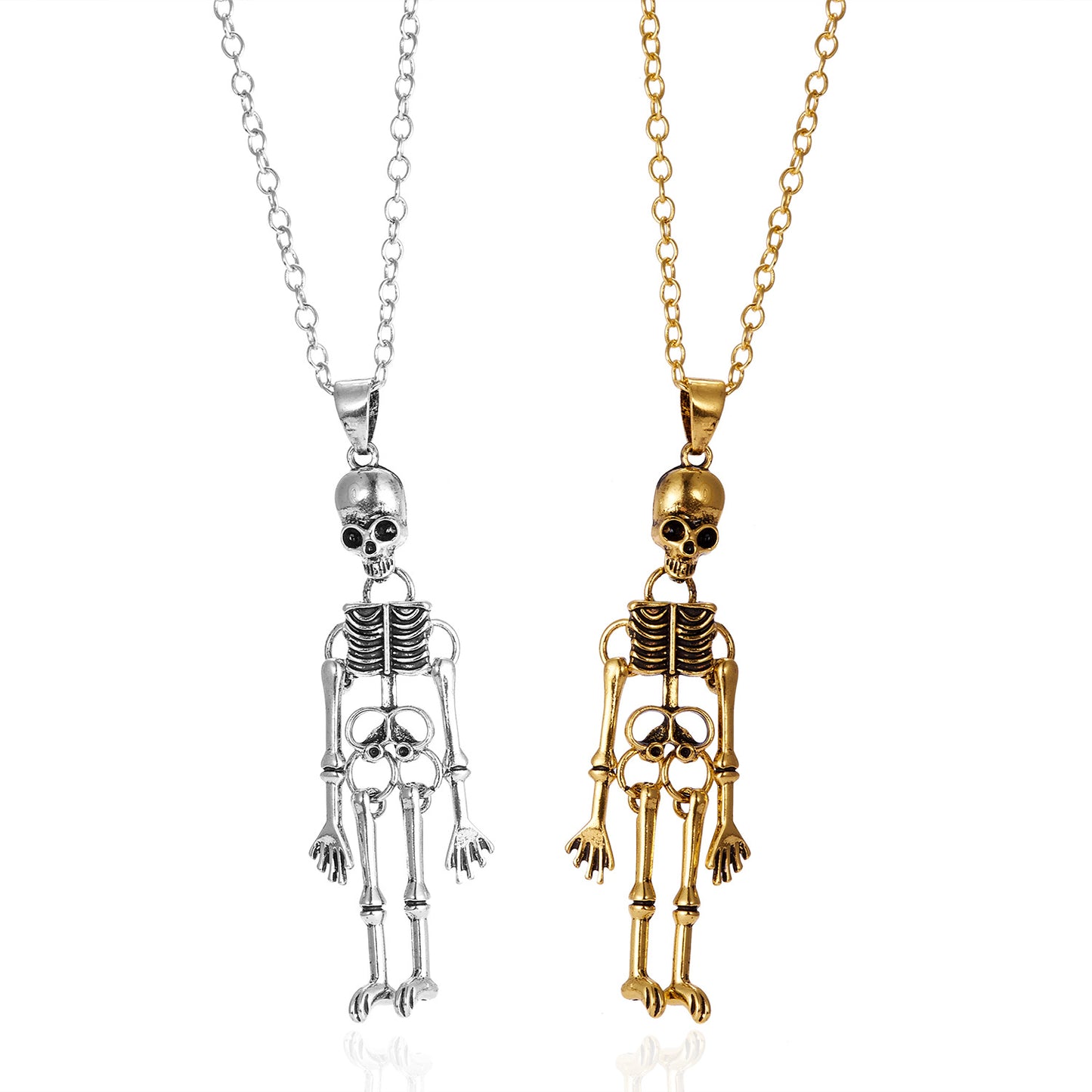 Vintage Skull Ghost Hand In Couple Necklaces