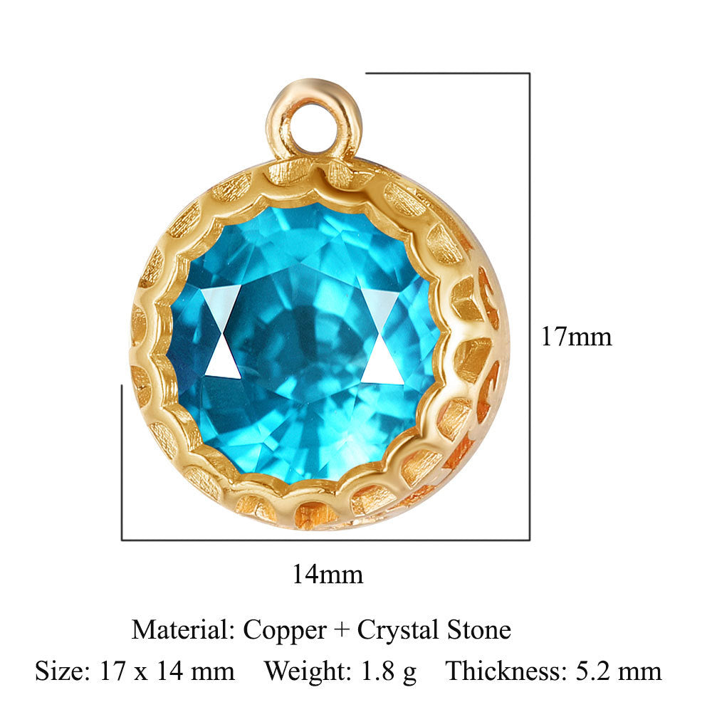 Copper Glass Crystal Geometric Round Ornament Pendants