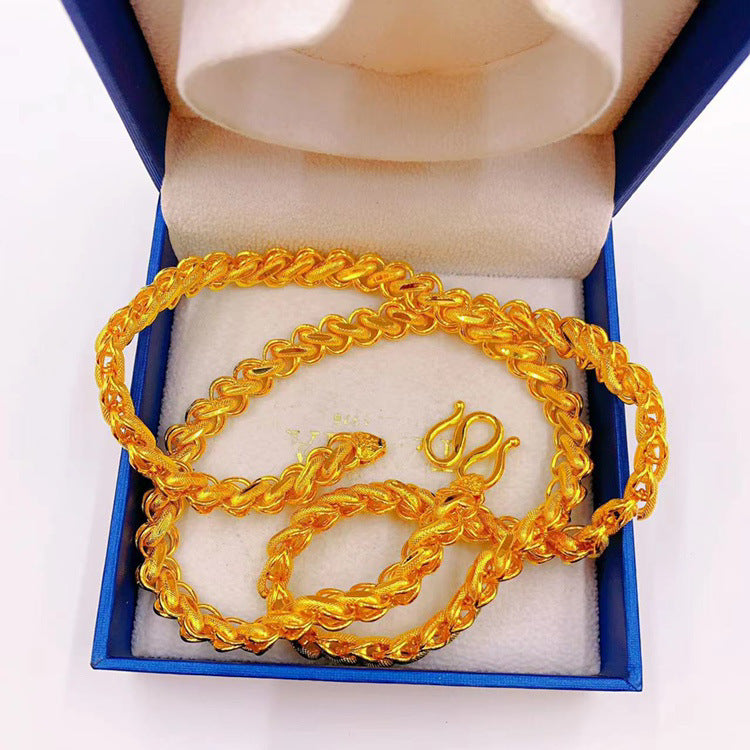 Men's Gold Hexagonal Sweater Chain Brass Vacuum Necklaces