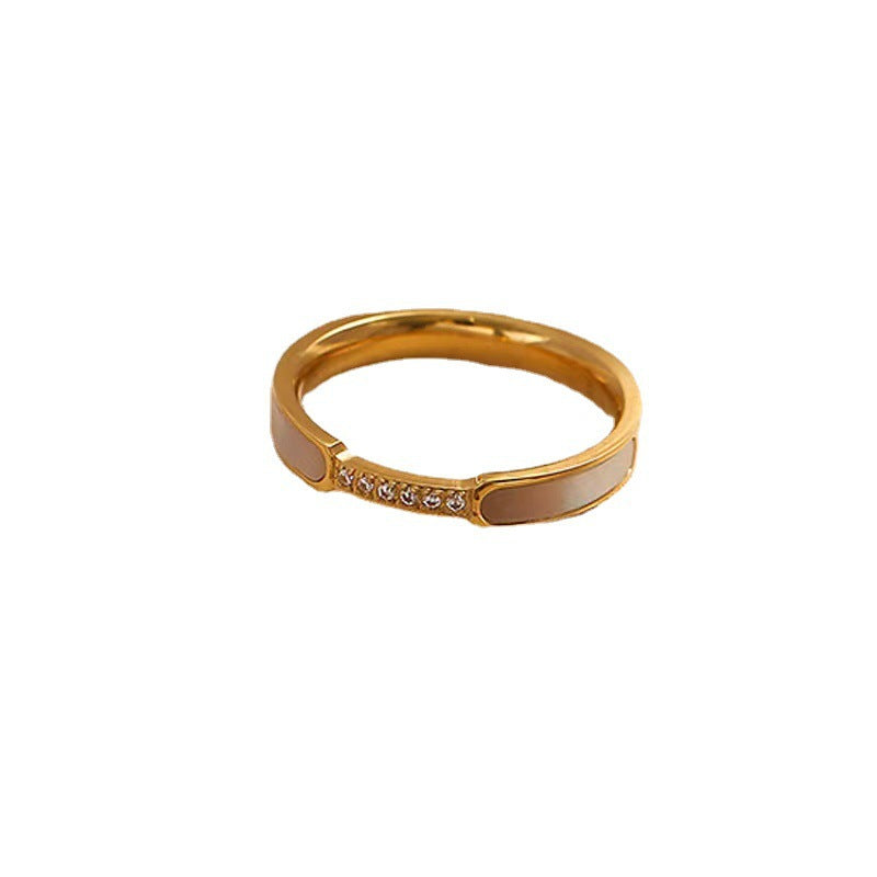 Mild Luxury Shell Rose Gold White Titanium Steel Rings