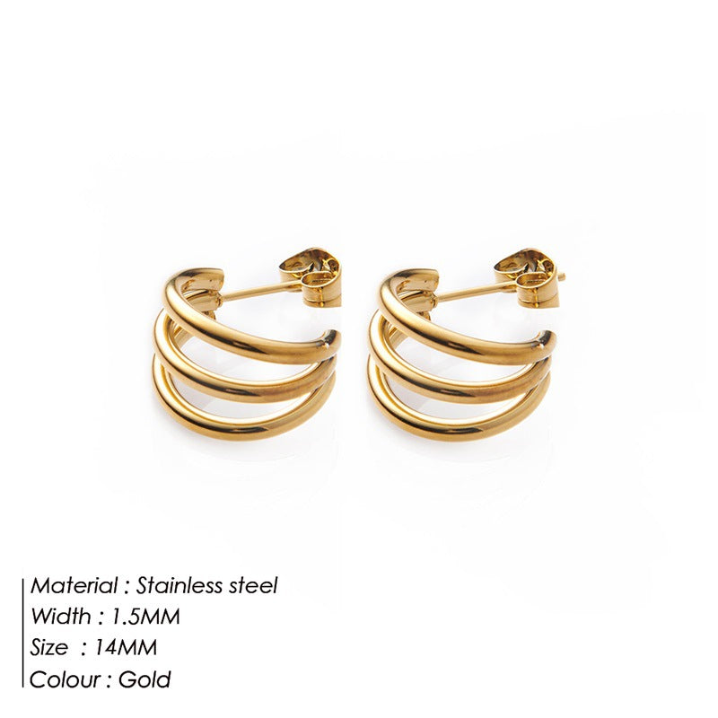 Pretty Curved Shaped Stainless Steel Petite Earrings
