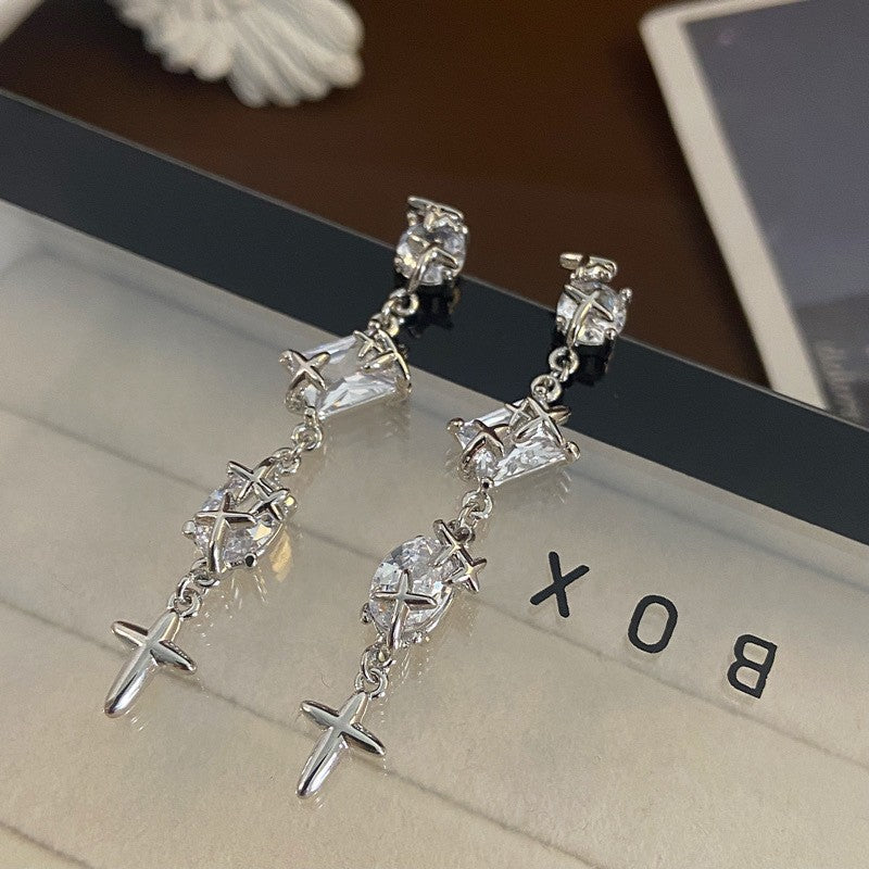 Fashion Zirconia Micro Inlaid Zircon Long Earrings