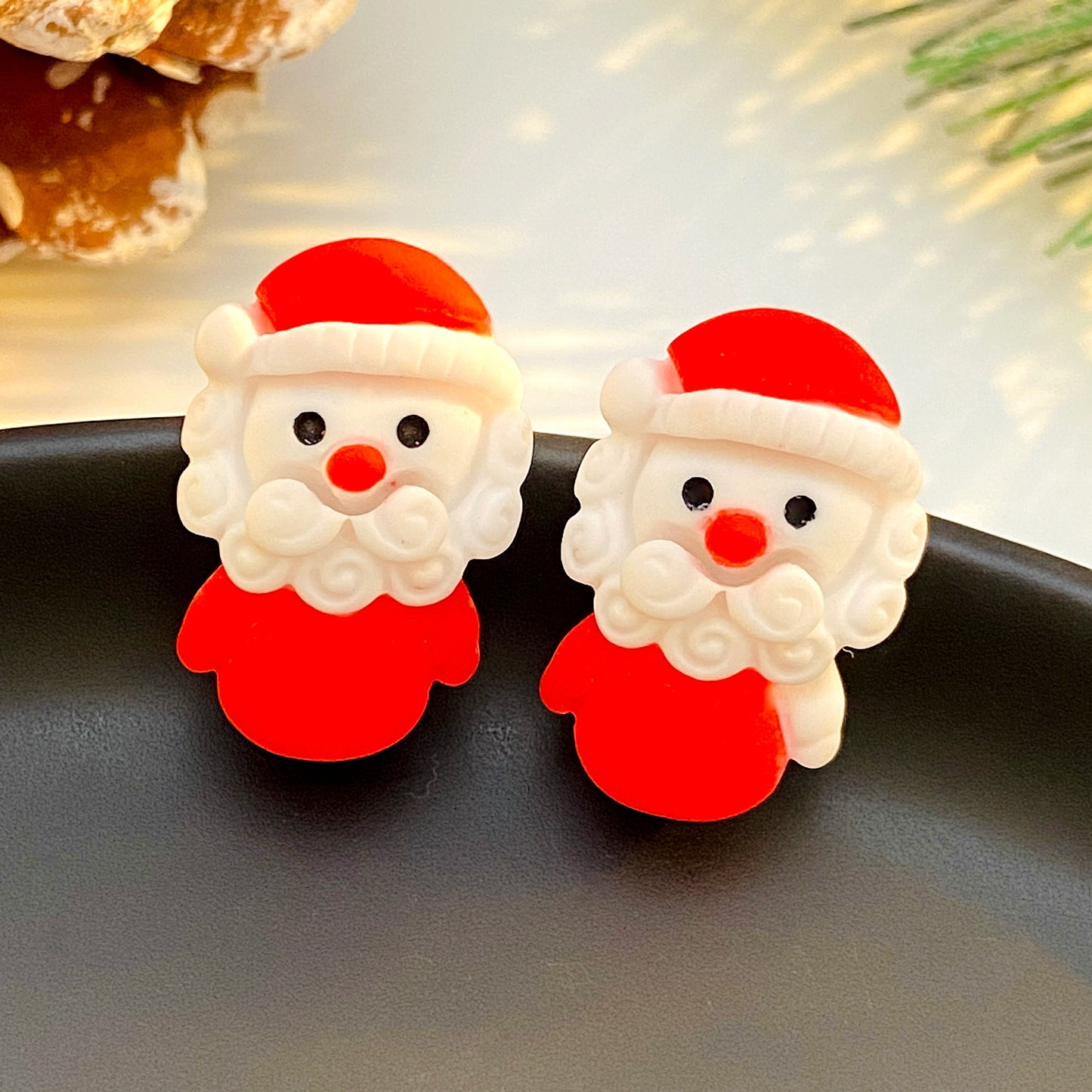 Christmas Resin Cartoon Tree Elderly Bell Earrings