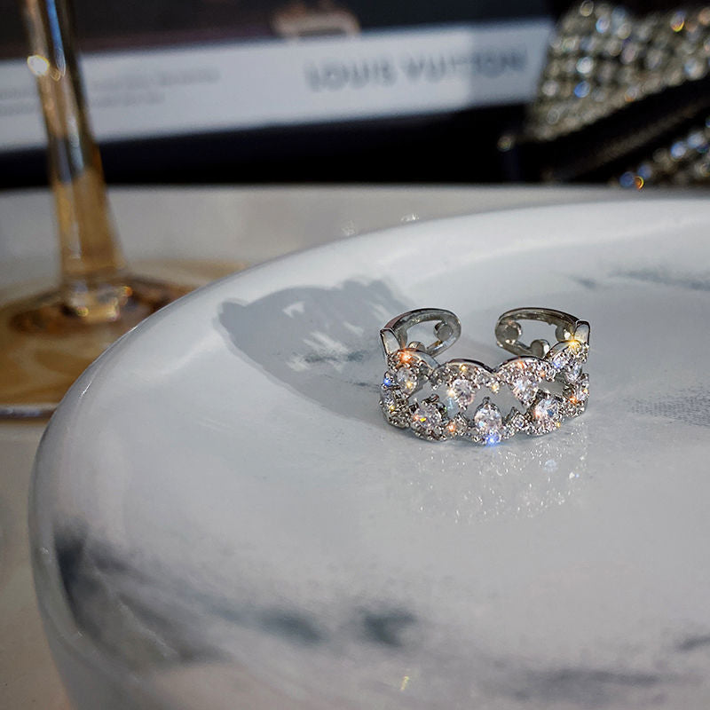Super Shiny Light Luxury Full Zirconium Open Rings