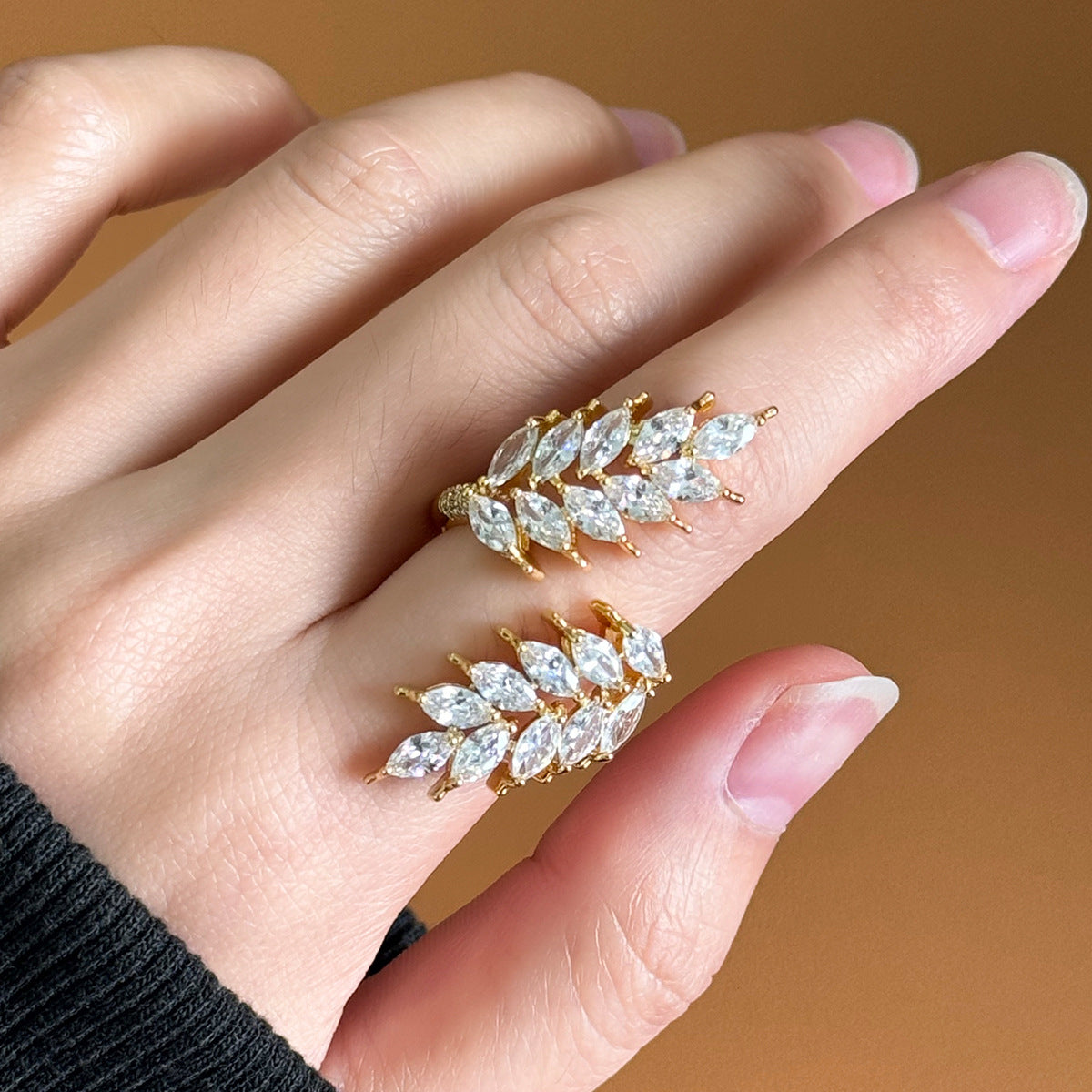 Copper Plated Real Gold Inlaid Zircon Rings