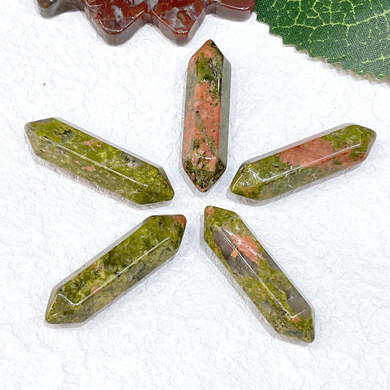 Stone Crystal Bullet Double Pointed Hexagon Prism Pendants
