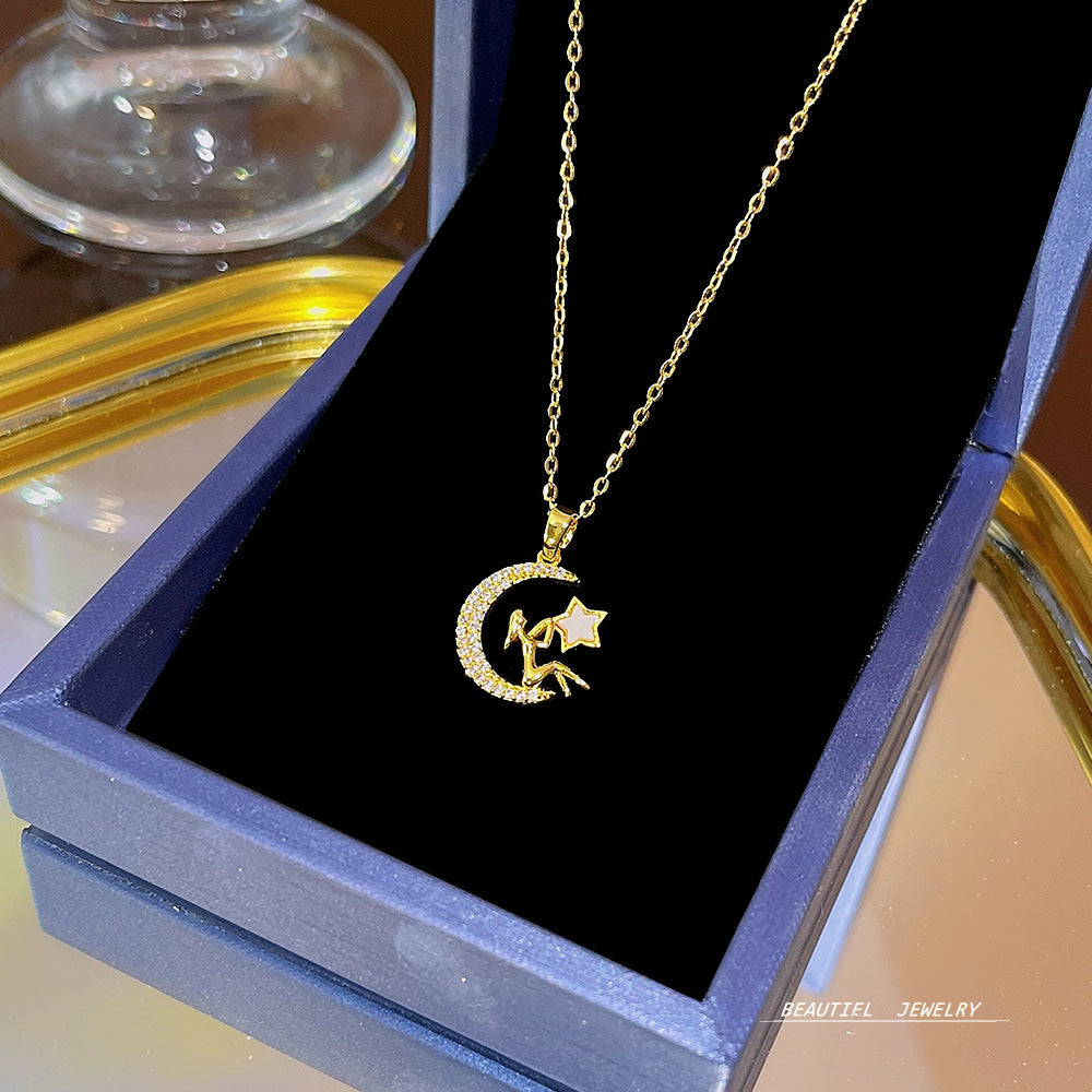 Women's Bow Zircon Clavicle Chain Titanium Steel Necklaces