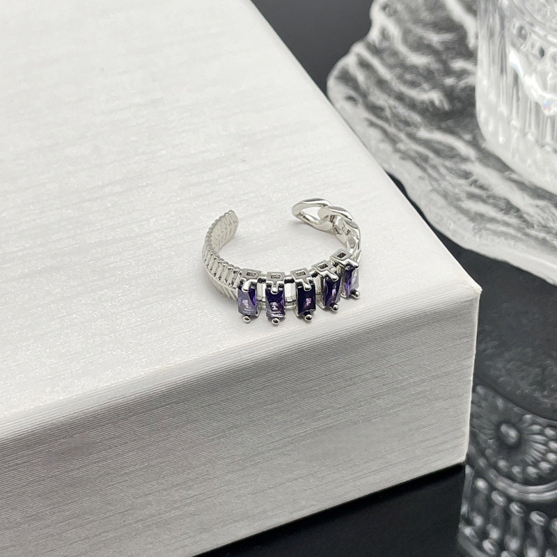 High-grade Brushed Butterfly Horse Eye Purple Rings