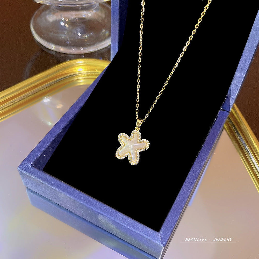 Women's Bow Zircon Clavicle Chain Titanium Steel Necklaces