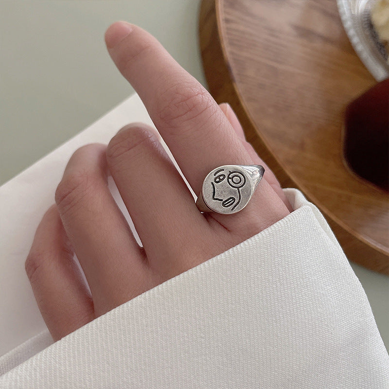 Sier Niche Portrait Simple Open Design Rings