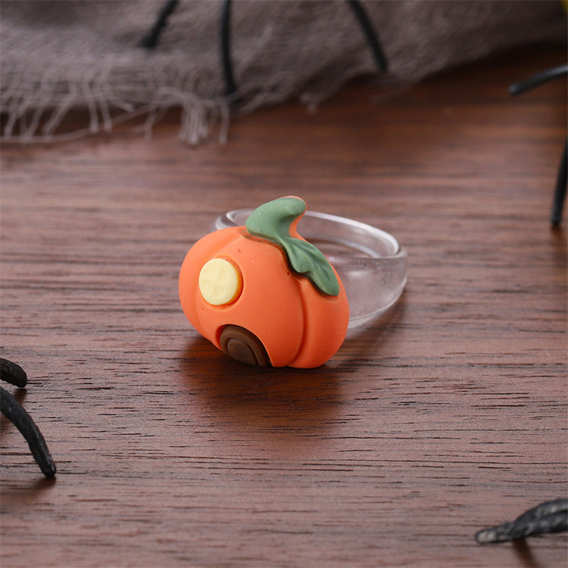 Creative Halloween Series Resin Cartoon Pumpkin Rings