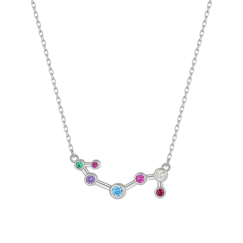 Women's Twee Constellation Zircon Sterling Sier Scorpio Design Three-dimensional Necklaces