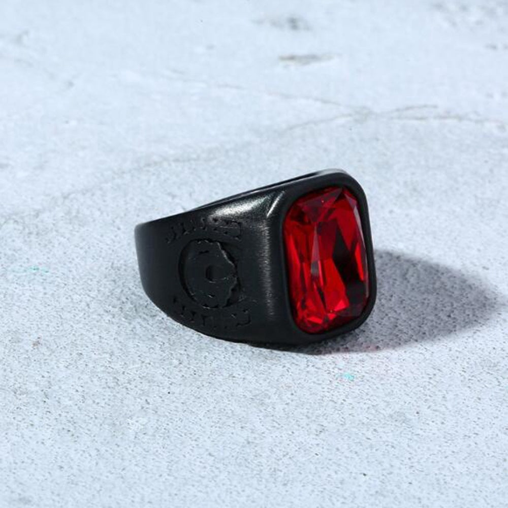 Men's Personality Fashion Ruby Hip Hop Punk Rings