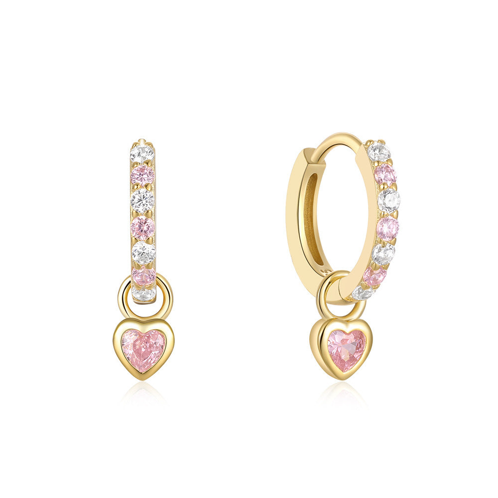 Women's Pink Heart-shaped High Sense Ear Design Earrings