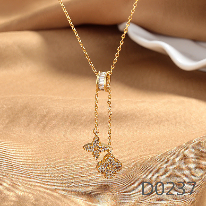 Women's Sweet Micro Inlaid Zircon Flower High-grade Necklaces