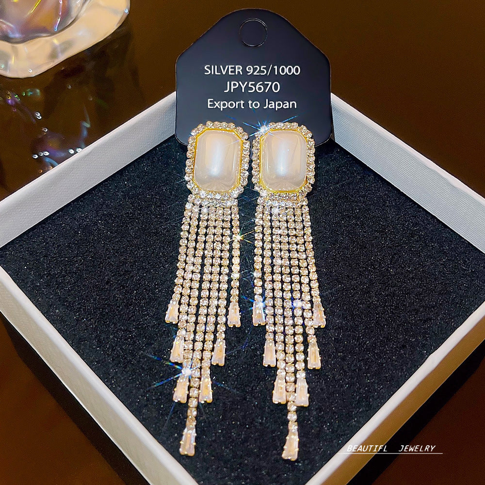 Women's Zircon Tassel High-grade Light Luxury Delicate Earrings