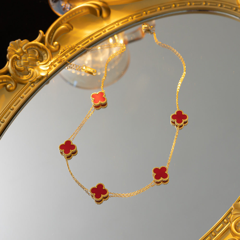 Belly Double-sided Fritillary Real Gold Plating Necklaces