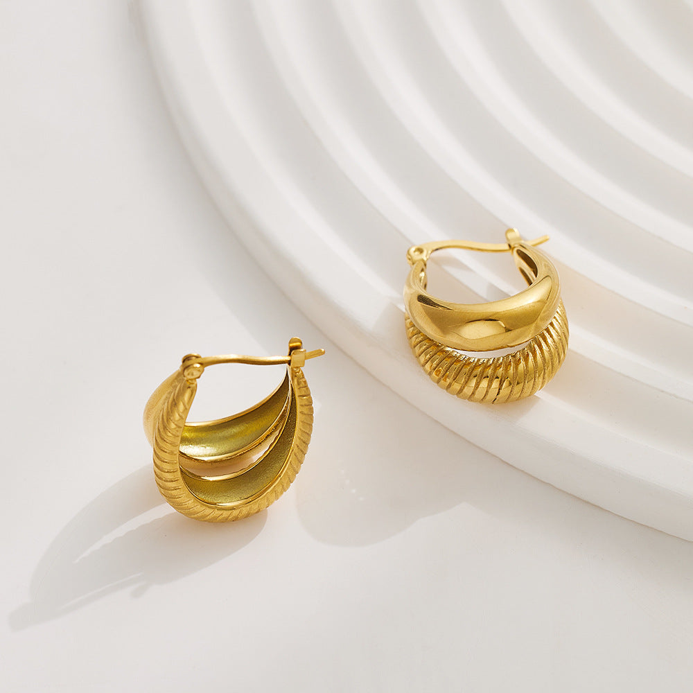 Twist Round Diamond Woven Wheat Ear Earrings