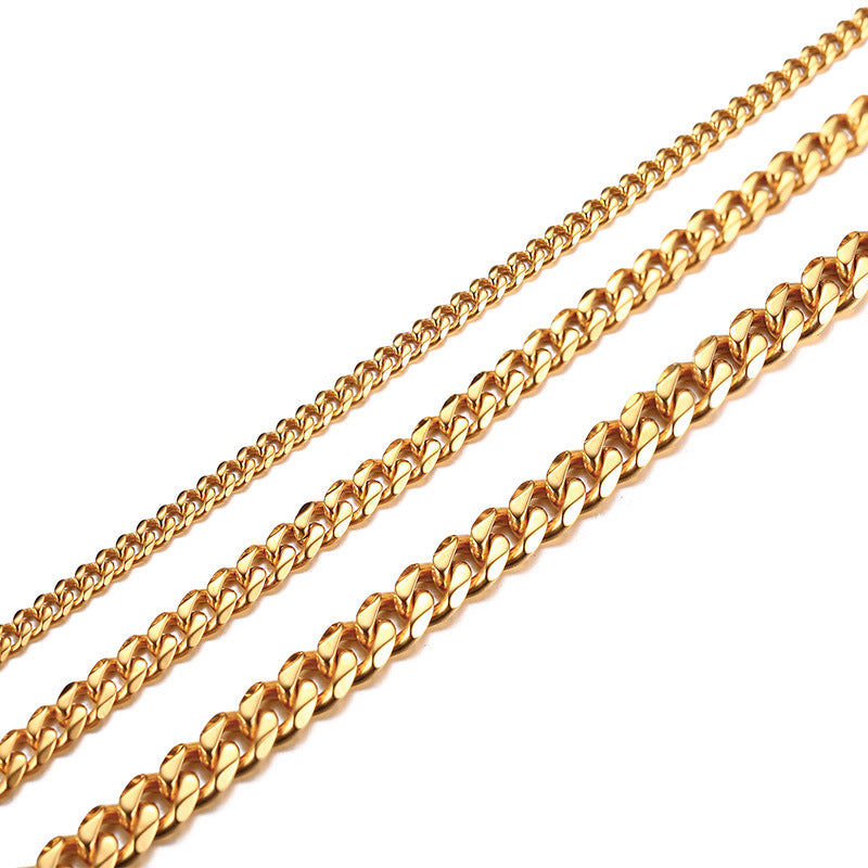 Women's Six-sided Grinding Chain Cuban Link Twin Gold Rings