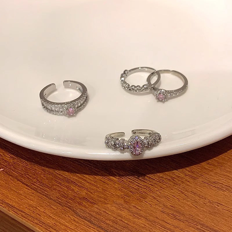 Sterling Sier Pink Zircon Female Open Niche Advanced Light Rings