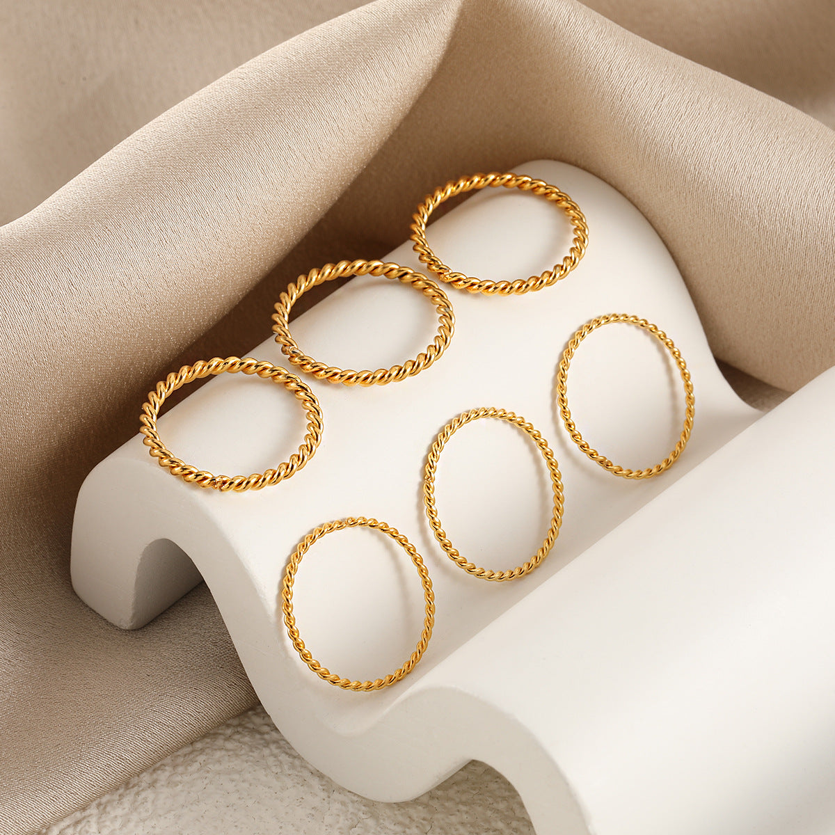 Female Twin Twist Fashion Personality Titanium Steel Rings