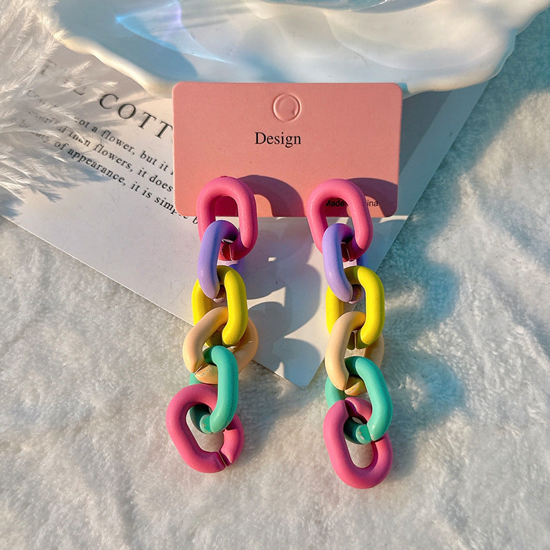 Fashion Design Candy Color Chain Female Dopamine Rings