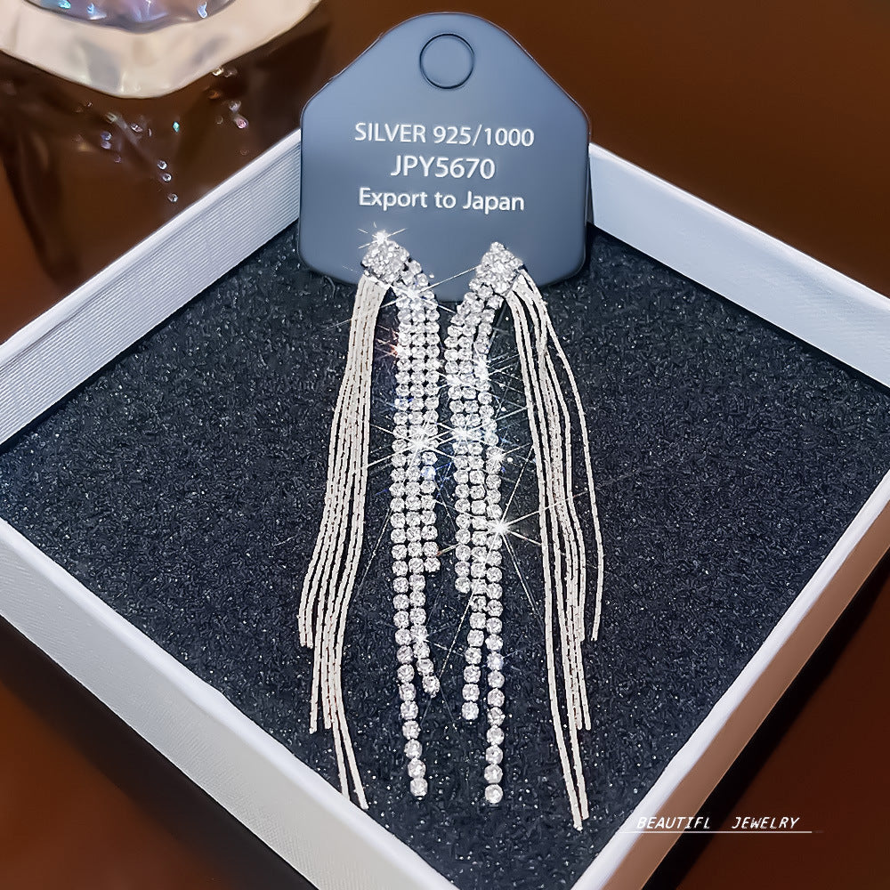 Women's Zircon Tassel High-grade Light Luxury Delicate Earrings